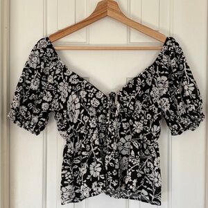 Miami Black and White Floral Blouse